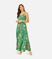 Yumi Kim Yumi Green Floral Tiered Strappy Maxi Dress
